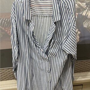 Zara Blue and White Striped Shirt